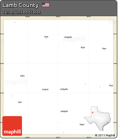 Classic Style Simple Map of Lamb County, single color outside