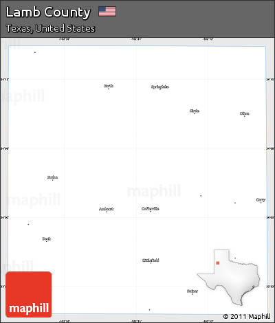 Silver Style Simple Map of Lamb County, single color outside