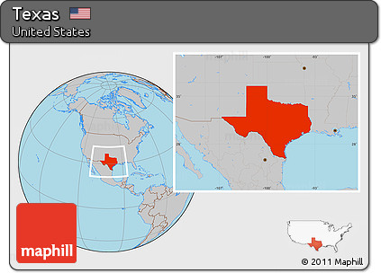 Gray Location Map of Texas