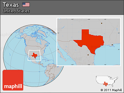 Gray Location Map of Texas