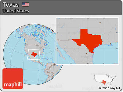 Gray Location Map of Texas