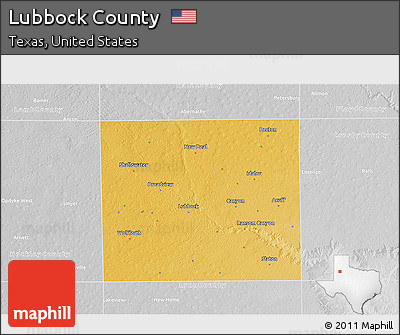 Physical 3D Map of Lubbock County, lighten, desaturated