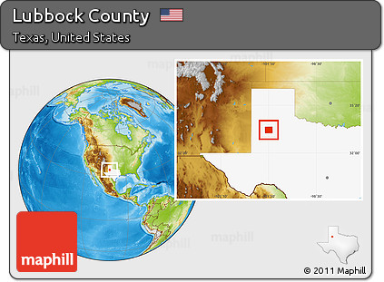 Physical Location Map of Lubbock County, highlighted parent region