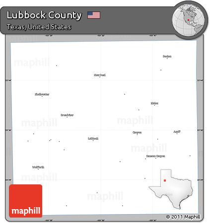 Gray Simple Map of Lubbock County, single color outside