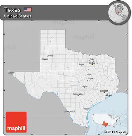 Gray Map of Texas, single color outside