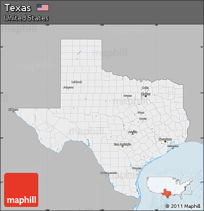 Gray Map of Texas, single color outside