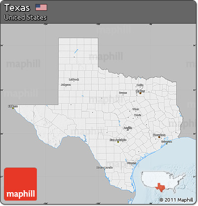 Gray Map of Texas, single color outside