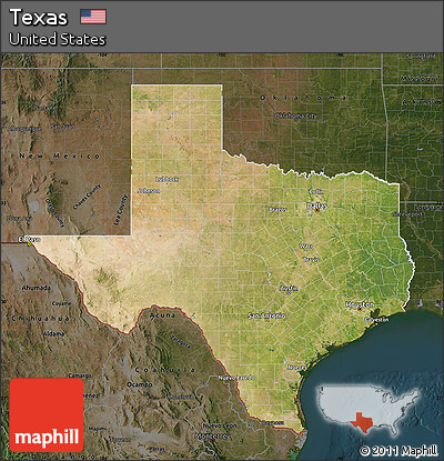 Satellite Map of Texas, darken