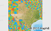 Satellite Map of Texas, political outside