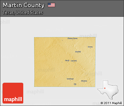 Physical 3D Map of Martin County, single color outside