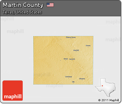 Physical 3D Map of Martin County, single color outside