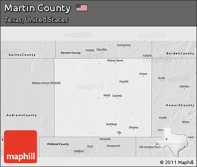 Silver Style 3D Map of Martin County