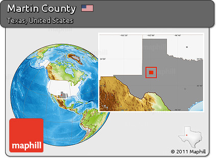Physical Location Map of Martin County, highlighted country, highlighted parent region