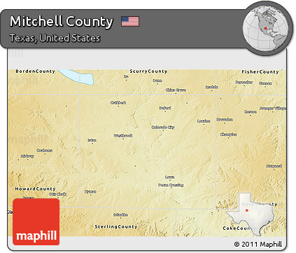 Physical 3D Map of Mitchell County