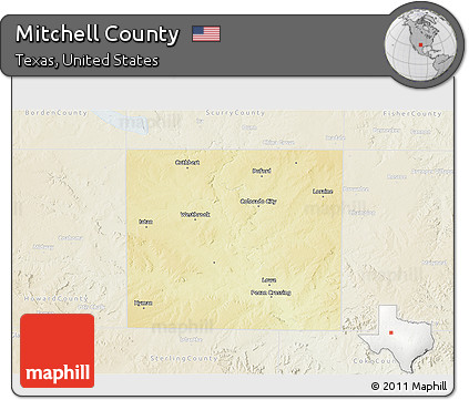 Physical 3D Map of Mitchell County, lighten
