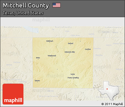Physical 3D Map of Mitchell County, lighten