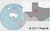 Gray Location Map of Mitchell County, highlighted country, highlighted parent region, hill shading