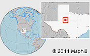 Gray Location Map of Mitchell County, highlighted parent region, hill shading