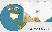 Satellite Location Map of Mitchell County, highlighted country