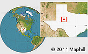 Satellite Location Map of Mitchell County, highlighted parent region