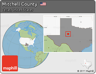 Savanna Style Location Map of Mitchell County, highlighted country, highlighted parent region