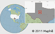Savanna Style Location Map of Mitchell County, highlighted country, highlighted parent region, hill shading