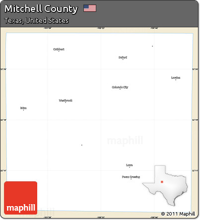 Classic Style Simple Map of Mitchell County, single color outside
