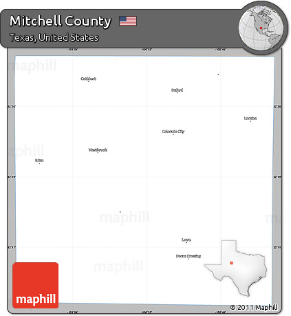 Gray Simple Map of Mitchell County, single color outside