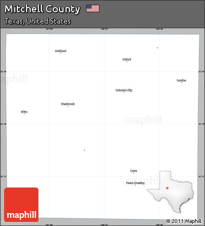Gray Simple Map of Mitchell County, single color outside