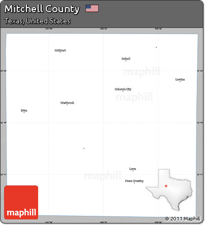 Gray Simple Map of Mitchell County, single color outside