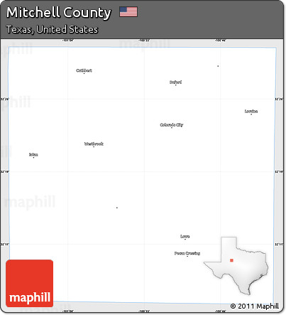 Silver Style Simple Map of Mitchell County, single color outside