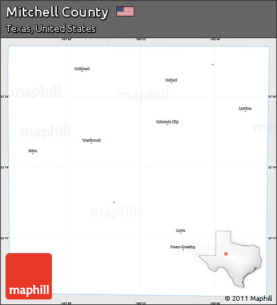 Silver Style Simple Map of Mitchell County, single color outside