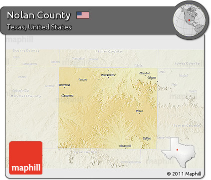 Physical 3D Map of Nolan County, lighten