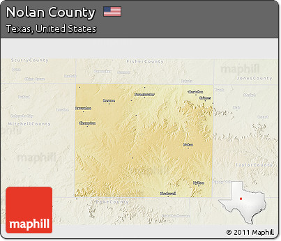 Physical 3D Map of Nolan County, lighten