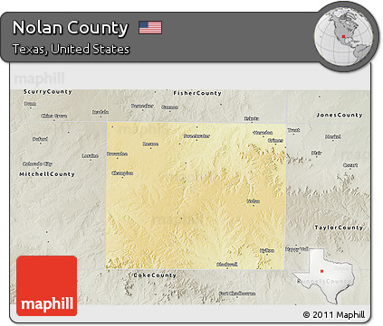Physical 3D Map of Nolan County, semi-desaturated