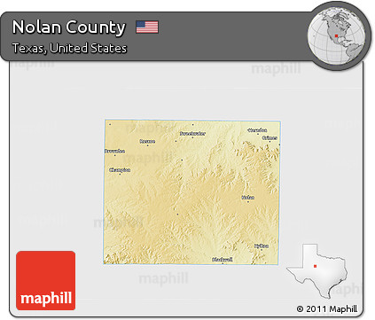 Physical 3D Map of Nolan County, single color outside