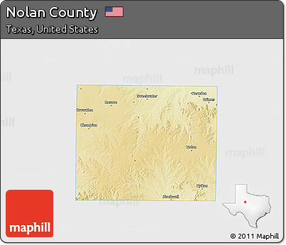 Physical 3D Map of Nolan County, single color outside