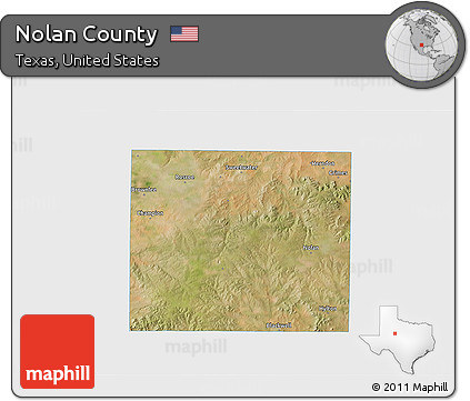 Satellite 3D Map of Nolan County, single color outside
