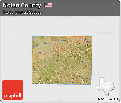 Satellite 3D Map of Nolan County, single color outside