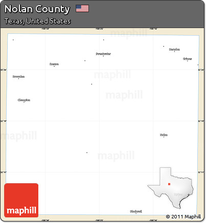 Classic Style Simple Map of Nolan County, single color outside