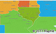 Physical 3D Map of Orange County, political outside