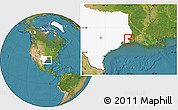 Satellite Location Map of Orange County, highlighted parent region