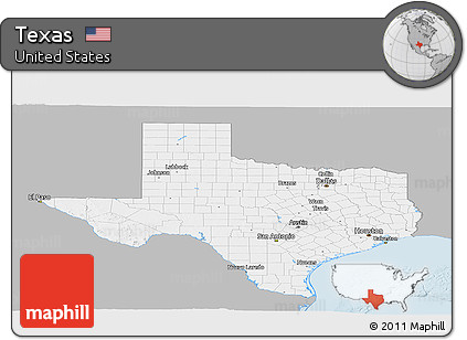 Gray Panoramic Map of Texas, single color outside