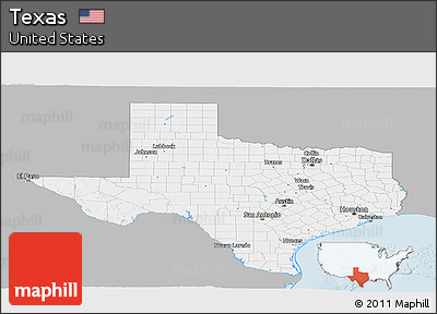 Gray Panoramic Map of Texas, single color outside
