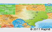 Physical Panoramic Map of Texas, political shades outside