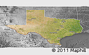 Satellite Panoramic Map of Texas, desaturated
