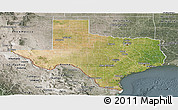Satellite Panoramic Map of Texas, semi-desaturated