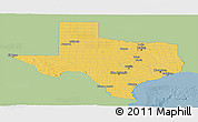 Savanna Style Panoramic Map of Texas, single color outside