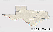 Shaded Relief Panoramic Map of Texas, cropped outside