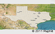 Shaded Relief Panoramic Map of Texas, satellite outside